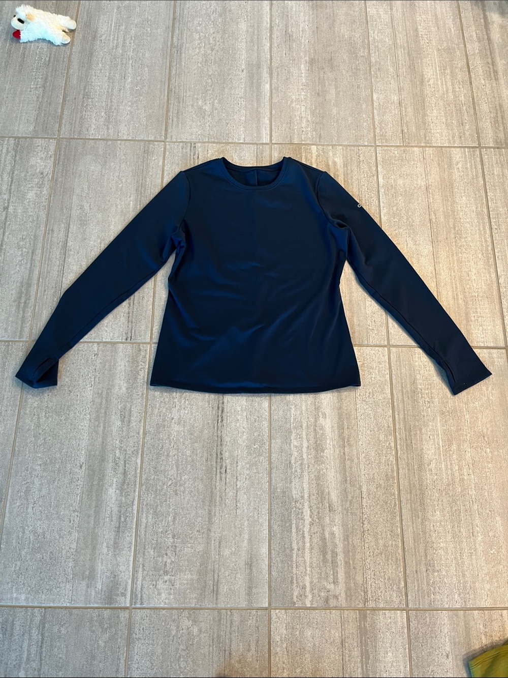 ALO Navy Long-Sleeve Crewneck Top XL lined light fleece on inside